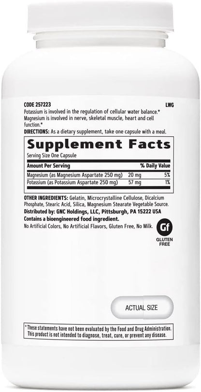 GNC Potassium & Magnesium Aspartate 250mg - 240 Capsules (240 Servings)