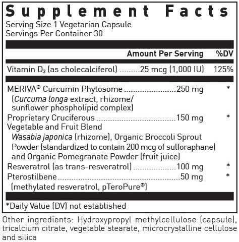 Douglas Laboratories Methylated Resveratrol Plus | Formula with Curcumin and Vitamin D for Cardiometabolic and Cellular Health | 30 Vegetarian Capsules