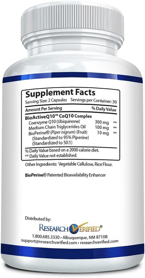 Research Verified CoQ10-100% Pure Extra Strength 300mg CoQ10 – Improved Absorption and Bioavailability with Bioperine - Boost Antioxidant Levels, Improve Cardiovascular Health, 60 Vegan Capsules