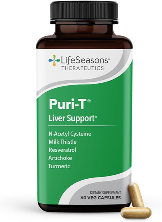 Puri-T - Liver Cleanse & Detox Support Supplement - Resveratrol, N-Acetyl Cysteine, Milk Thistle, Artichoke & Turmeric - Supports Tissue Regeneration & Healthy Bile Flow - 60 Capsules