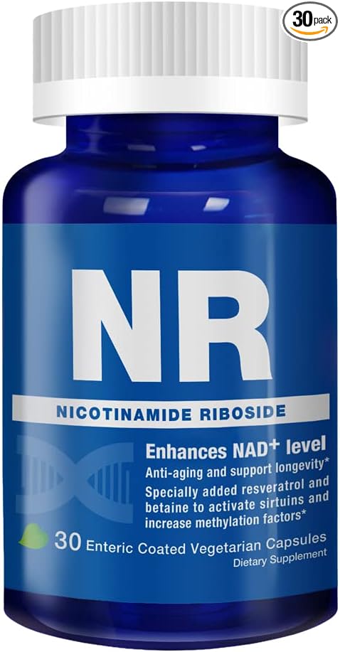 NR Supplement 350 mg, Similar to NMN, Potent Nicotinamide Riboside with Resveratrol & Betaine, High Absorption & Stabilized NAD Supplement for Healthy Aging, Vegan, 30 Capsules