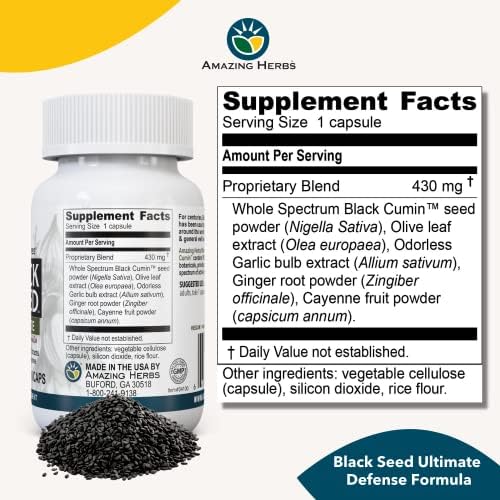 Black Seed Ultimate Defense Formula, 100 Count, Bundled With Beyondeals Plastic Measuring Spoon, Whole Spectrum Vegetarian Capsules, Ultimate Black Seed For Digestive Health~ [Pack Of 4]