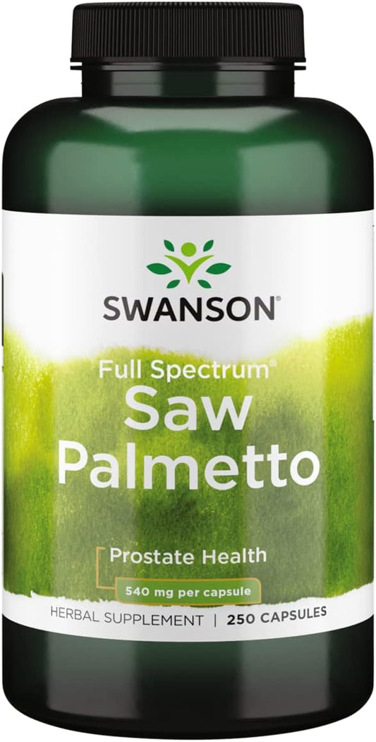 Swanson Saw Palmetto Herbal Supplement for Men Prostate Health Hair Supplement Urinary Health 540 mg 250 Capsules