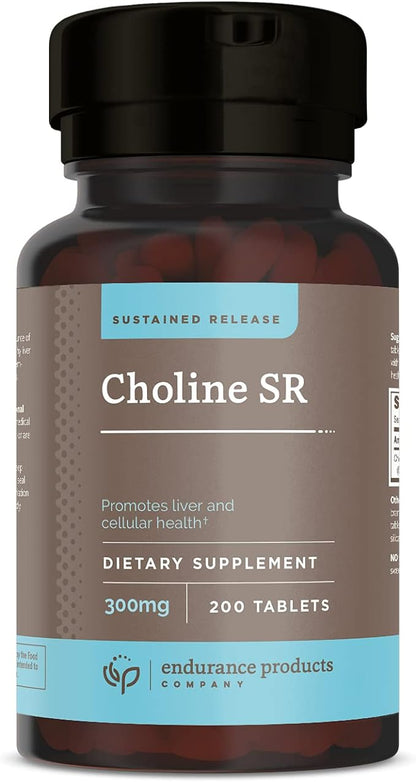 Choline Bitartrate Sustained Release - 300mg 200 Tablet - Promotes Brain Health, Mental Focus & Memory - Prenatal Supplement for Development & Growth - 100% Vegan & Non-GMO Co.