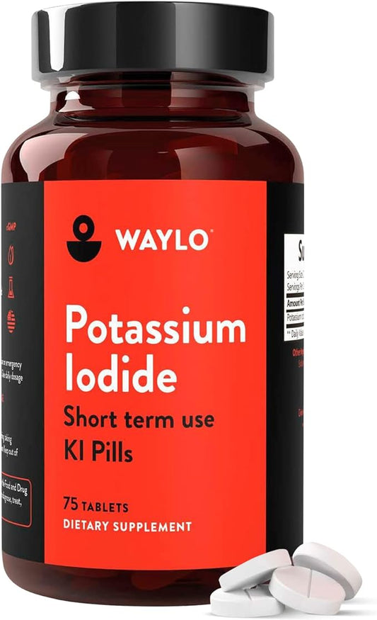 1 Pack KI Potassium Iodide Tablets - 130 mg per Serving, 75 Count, Made in USA, cGMP Certified