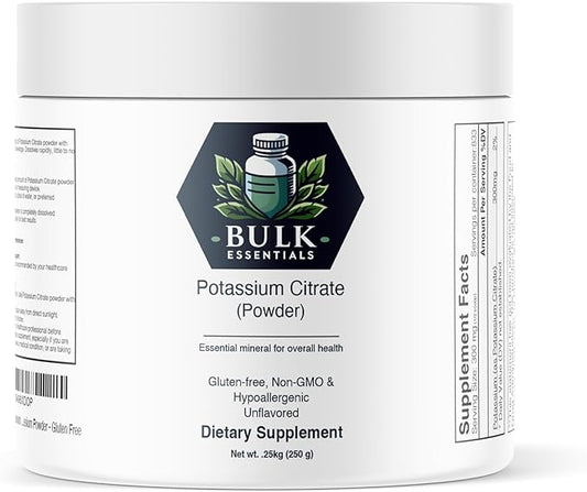 Bulk Essentials Potassium Citrate Powder - Potassium Citrate Supplement - Potassium Powder - Gluten Free