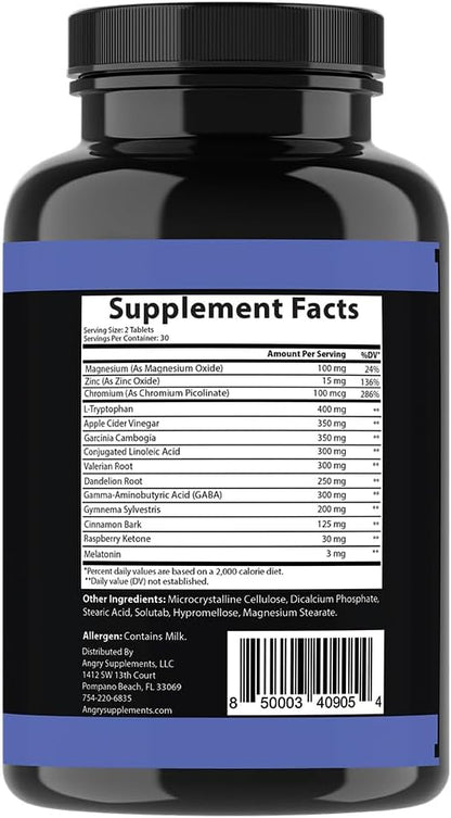 Garcinia Cambogia PM Weight Loss Sleep, All Natural Supplement w/Valerian Root & Melatonin to Help Burn Fat Overnight, Night Time Appetite Suppressant, Vegetarian Formula (1-Bottle)