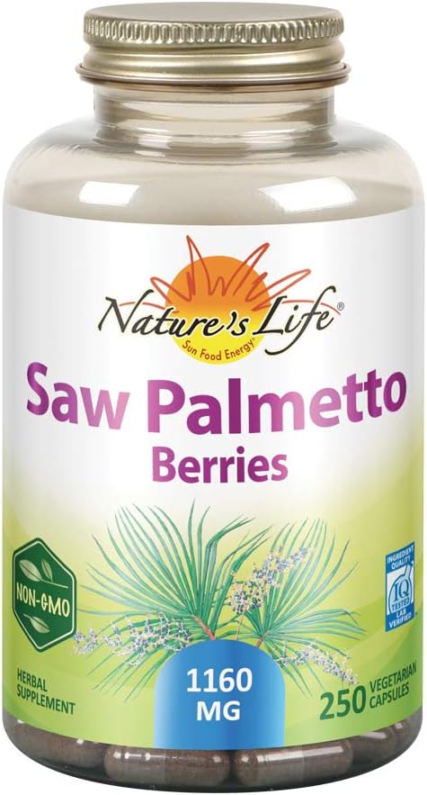 Nature's Life Saw Palmetto Berries 1160 mg | Healthy Prostate, Urination Frequency & Hair Health Support | Non-GMO | 250 Vegetarian Capsules