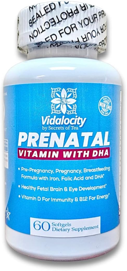 Vidalocity Prenatal Vitamins for Women, Multivitamin Capsules: Omega 3 Fish Oil (EPA/DHA), Magnesium, Folate, Vitamin D3, C, Vitamin B12, B6, Vitamin A, K & Zinc, 60 Count (60 Day Supply)