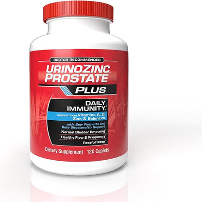 Urinozinc Prostate Plus Daily Immunity, 2 Month Supply, with Saw Palmetto & Beta Sitosterol, Supports Prostate Health and Immune Health, 120 Count