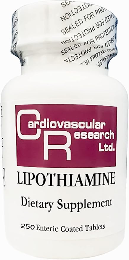 Cardiovascular Research Lipothiamine B Supplement 250 Tablets - Vitamin B1 Now with Alpha Lipoic Acid - 1 X 250 Count