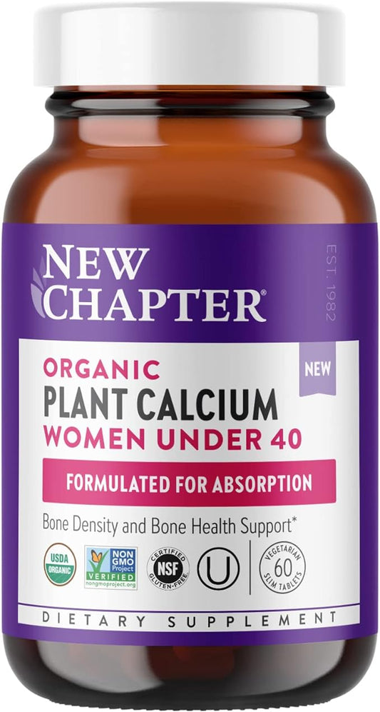 New Chapter Calcium Supplement – Organic Plant Calcium for Women Under 40, with Vitamin D3 for Absorption + Vitamin K2 + Magnesium, Vegetarian, Gluten Free - 60 Count