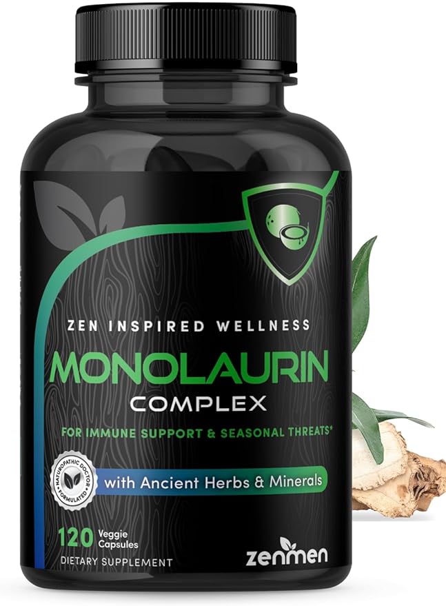 Monolaurin Capsules Supplement - Tick Bite Immune Support - Lauric Acid, Astragalus, Cats Claw, Beta Glucan, Olive Leaf - Much Potent Than 1000mg Pellets