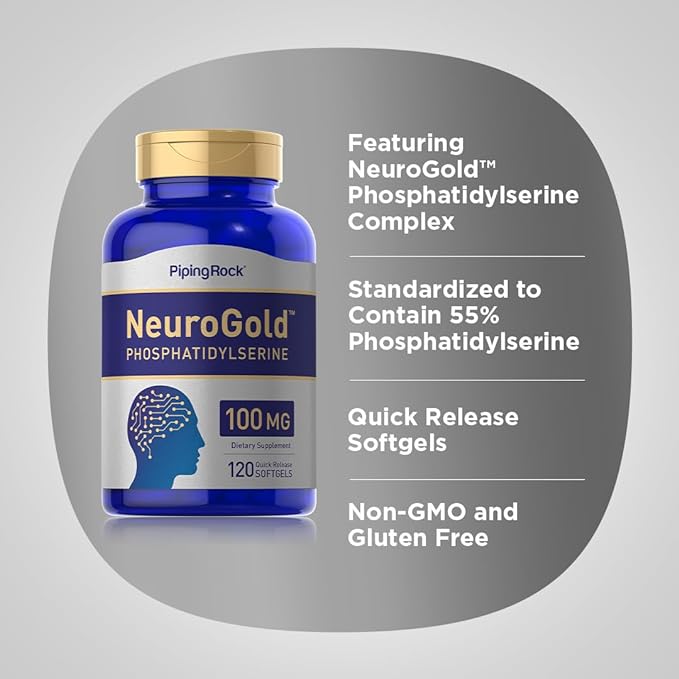 Piping Rock Phosphatidylserine Supplement | 100mg | 120 Softgels | NeuroGold | Non-GMO, Gluten