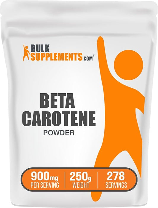 BulkSupplements.com Beta Carotene Powder - Vitamin A Supplements, Beta Carotene Supplements - for Immune & Eye Support, Gluten Free, 900mg per Serving, 250g (8.8 oz) (Pack of 1)