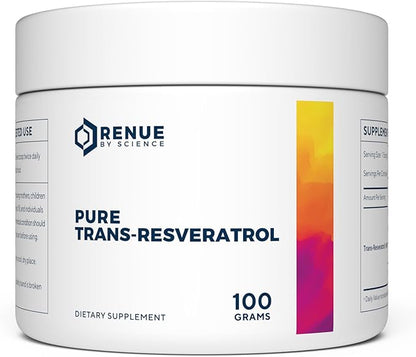 Pure Trans Resveratrol Powder - 100 Grams, 200 Day Supply - Supports Longevity, DNA Repair, Cellular Function, and Healthy Metabolism - Research Backed and Third-Party Tested