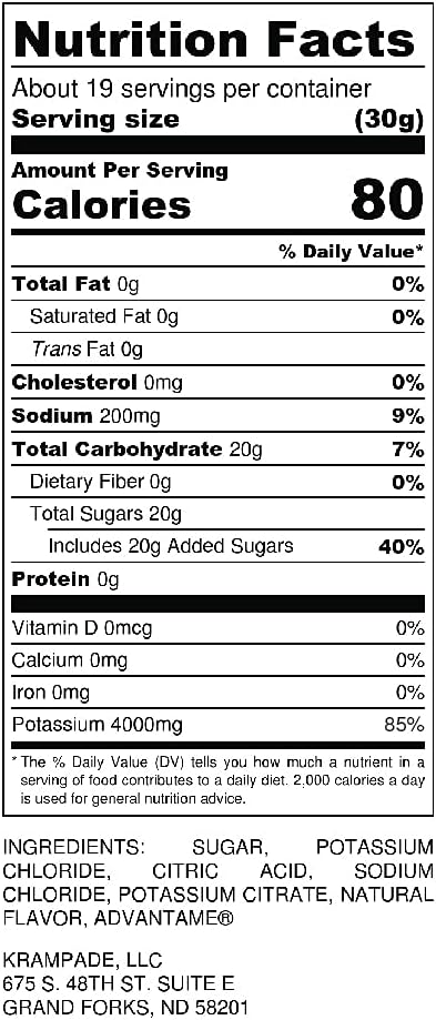 Electrolytes Powder Potassium Supplement - 4000 mg K+, 4X More Than Coconut Water | Instant Cramp Relief | Hydration Powder