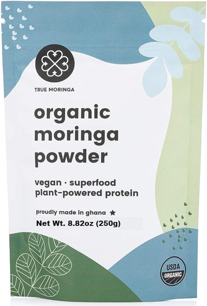 Organic Moringa Powder | 100% Raw Organic Moringa Powder, Certified USDA Organic. Non-GMO (250g)