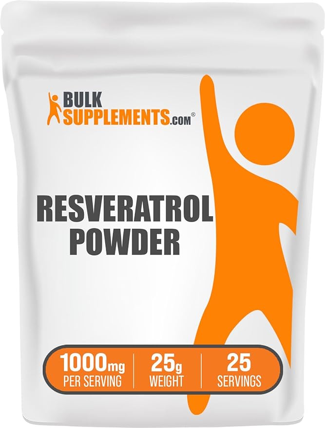 BulkSupplements.com Resveratrol Powder - Resveratrol Supplement, Polygonum Cuspidatum, Resveratrol 1000mg - Antioxidant & Gluten Free, 1000mg per Serving, 25g (0.88 oz) (Pack of 1)