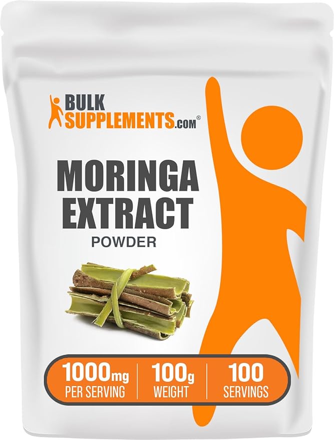 BulkSupplements.com Moringa Extract Powder - Superfood Supplement, from Moringa Oleifera, Moringa Powder - Vegan & Gluten Free, 1000mg per Serving, 100g (3.5 oz) (Pack of 1)