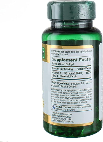 Nature's Bounty Vitamin D3 2000 IU Softgels 150 ea