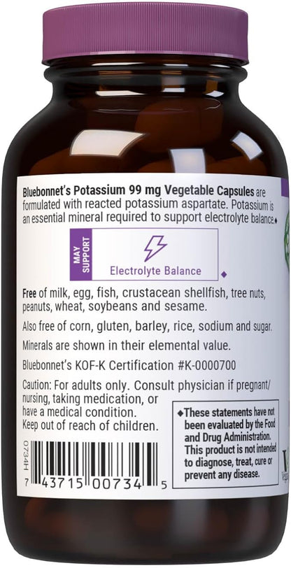 Bluebonnet Nutrition Potassium 99 mg 90 Veggie Caps