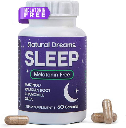 Univera Natural Dreams Melatonin-Free, Gentle Sleep Support, Natural Sleep, Maizinol, Valerian Root, Chamomile Flower, GABA, Magnesium - 60 Capsules