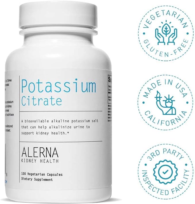 Potassium Citrate 99 mg - Supports Electrolyte Balance and Normal pH - Essential Mineral - 100 Vegetarian Capsules