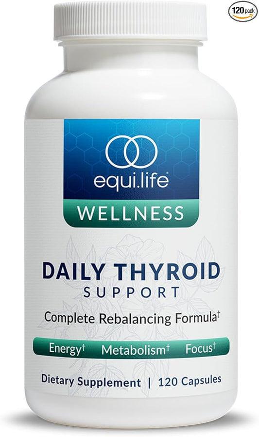 Equilife - Daily Thyroid Support, Thyroid Supplement, Promotes Stress Relief, Contains Zinc, Copper, Vitamin A, & Selenium, Rich in Antioxidants, Gluten-Free, Nut-Free, Non-GMO (120 Capsules)