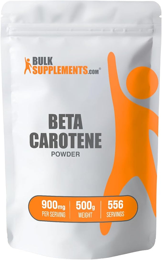 BulkSupplements.com Beta Carotene Powder - Vitamin A Supplements, Beta Carotene Supplements - for Immune & Eye Support, Gluten Free, 900mg per Serving, 500g (1.1 lbs) (Pack of 1)