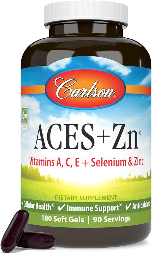 Carlson - ACES + Zn, Vitamins A, C, E + Selenium & Zinc, Cellular Health & Immune Support, Antioxidant, 180 Softgels