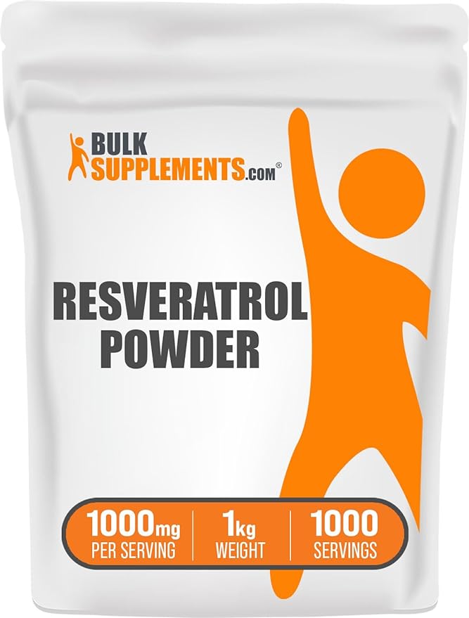 BulkSupplements.com Resveratrol Powder - Resveratrol Supplement, Polygonum Cuspidatum, Resveratrol 1000mg - Antioxidant & Gluten Free, 1000mg per Serving, 1kg (2.2 lbs) (Pack of 1)