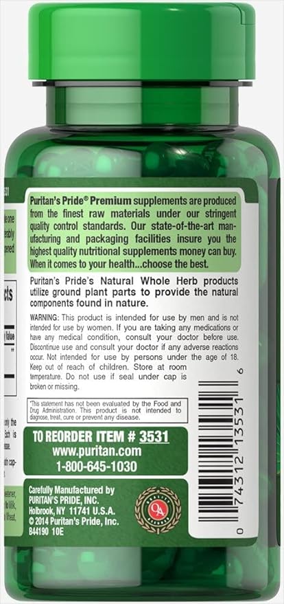 Puritan's Pride Saw Palmetto 450 Mg, Supports Prostate and Urinary Health, 100 Count