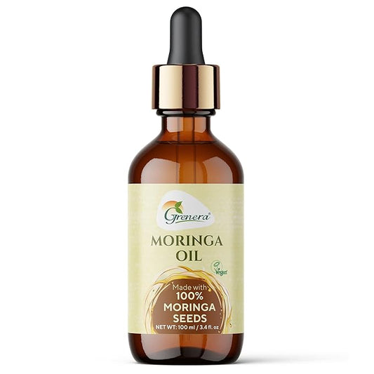 Grenera Moringa Oleifera Seed Oil - 3.4 fl.oz (100 ml), Natural Moisturizer for Skin, Face, Body & Hair, Cold Pressed & Unrefined Oil