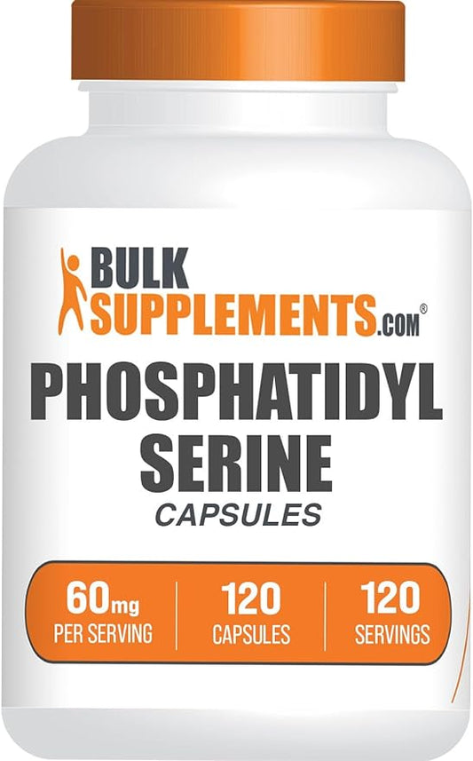 BulkSupplements.com Phosphatidylserine Capsules - Phosphatidylserine Supplement, Sourced from Soy - 60mg per Capsule, Gluten Free - 1 Capsule per Serving, 120 Capsules (Pack of 1)