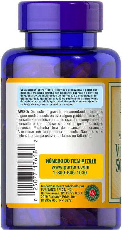 Puritan's Pride Vitamin D3 50mcg (2,000 IU) Bolsters Immune Health for Support of Immune Health and Healthy Bones and Teeth 200 Softgels