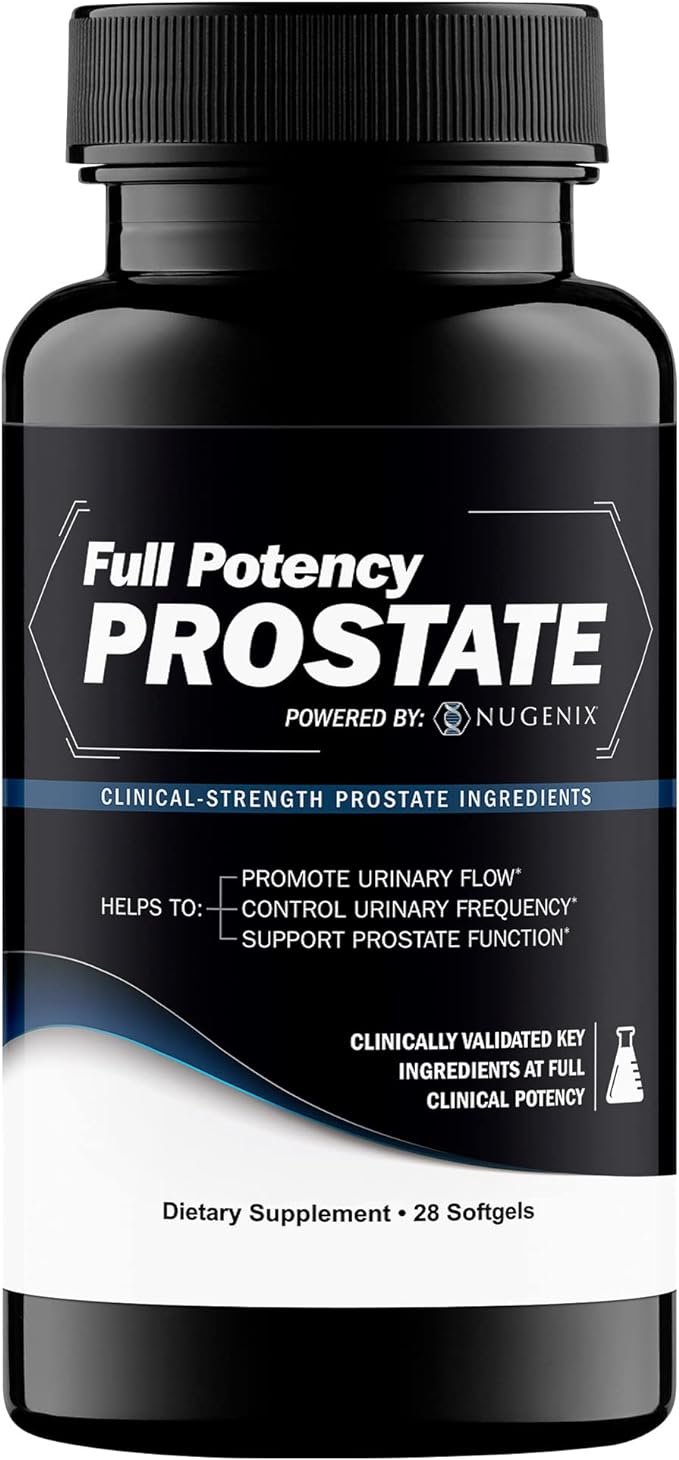 Nugenix Full Potency Prostate Supplement for Men - Clinical-Strength Ingredients, Saw Palmetto, Helps to Increase Urinary Flow, Control Frequency, and Support Prostate Function, 28 Capsules