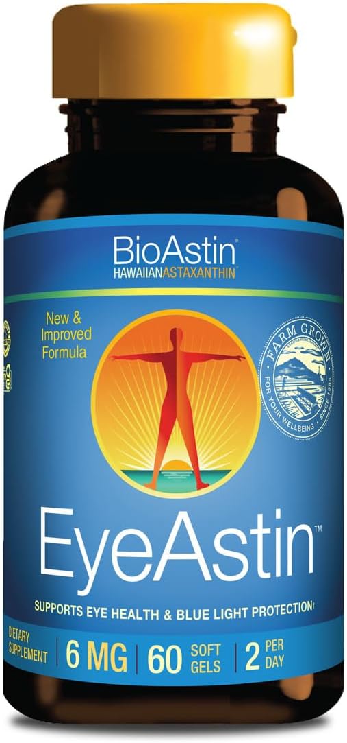 EyeAstin, BioAstin Hawaiian Astaxanthin with Lutein & Zeaxanthin, Supports Eye Health Naturally, 60 Count