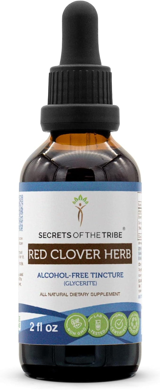 Secrets of the Tribe Red Clover Herb Alcohol-Free Liquid Extract, Red Clover Herb (Trifolium Pratense) Dried Leaf and Flower (2 FL OZ)