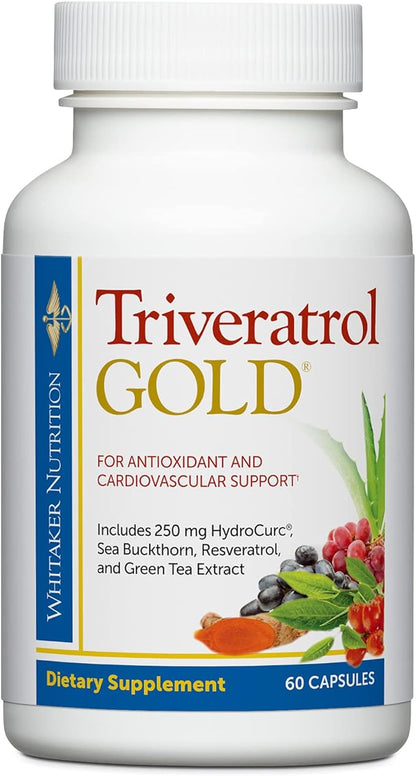 Dr. Whitaker's Triveratrol Gold – Healthy Aging Supplement with Resveratrol & Extracts of Aloe Vera, Green Tea, and Turmeric – Provides Antioxidant & Cardiovascular Support (60 Capsules)