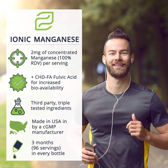 Liquid Ionic Manganese Supplement | Joint, Energy, Muscle Support | Women's Health | Men's Health | Adult Supplement for Healthy Aging