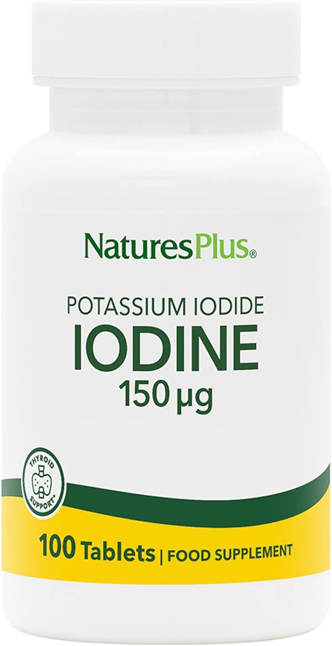 NaturesPlus Potassium Iodide - 150 mcg, 100 Vegan Tablets - Thyroid Support Supplement, Supports Respiratory Health - Vegetarian, Gluten Free - 100 Servings