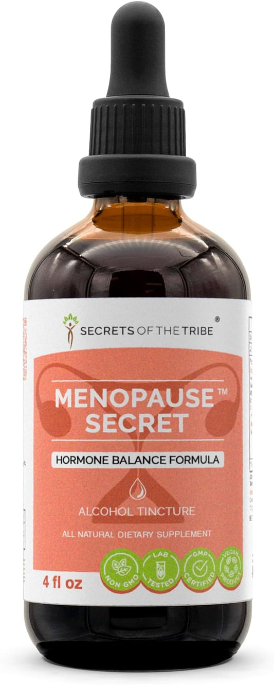 Menopause Secret Alcohol-Free, Glycerite Black Cohosh, Vitex, Red Clover, Maca, Dong Quai, St. John's Wort. Tincture, Herbal Extract Hormone Balance Formula 4 OZ