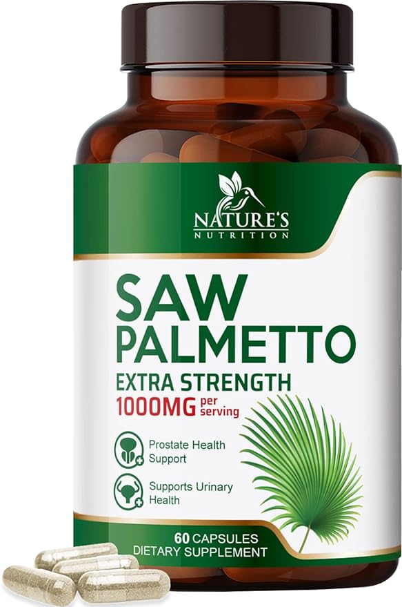 Saw Palmetto Extract Prostate Supplement - 1000 MG Saw Palmetto Supplement, Nature's Prostate Support Supplement for Men Health Support, Men's Prostate Urinary Health Support Supplement - 60 Capsules