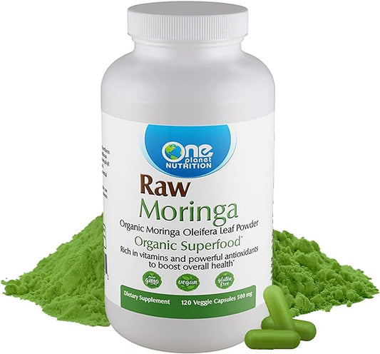 Organic Moringa, 500mg Moringa Leaf Extract, Non-GMO, Gluten-Free Moringa Capsules, Rich in Vitamins and Minerals, Moringa Supplements - 120 Capsules