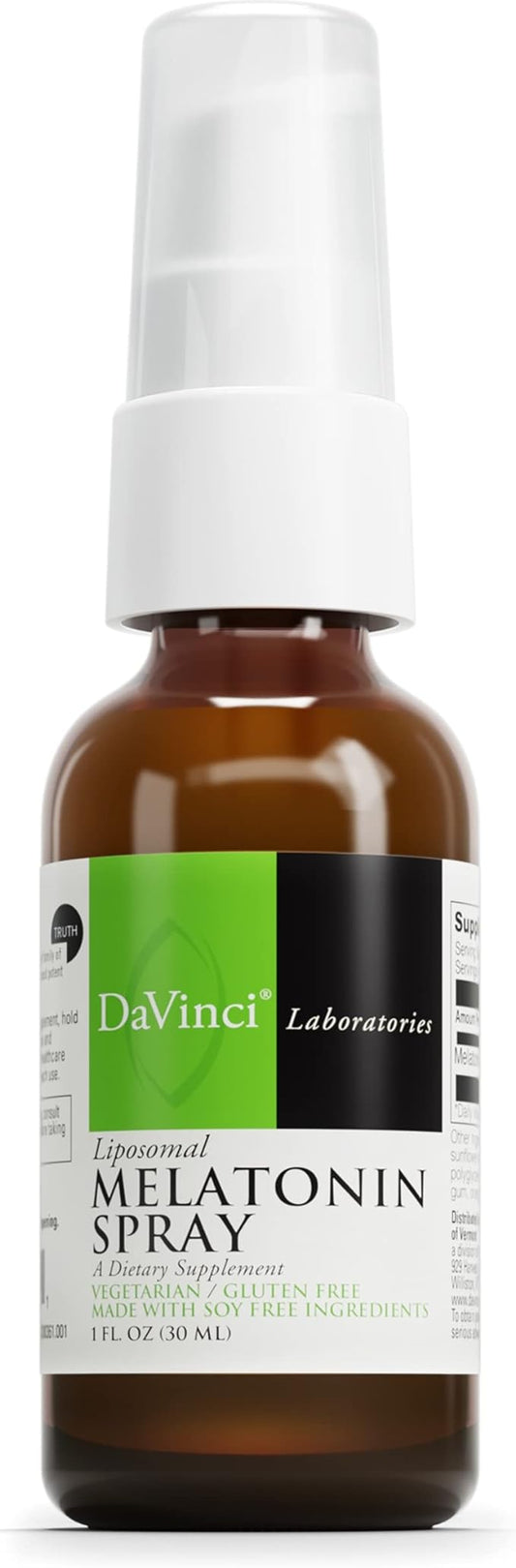 DAVINCI Labs Liposomal Melatonin Spray - Sleep Support Supplement - Bedtime Spray with 3mg Melatonin Per Serving, Fast-Acting Formula, Promotes Restful Sleep* - 30 mL