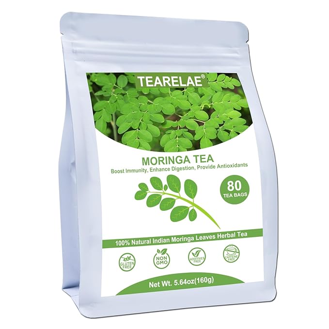 TEARELAE - Moringa Tea - 2g x 80 Count - Premium Moringa Leaves Tea Bags - Boost Immunity, Aid in Digestion - Non-GMO - Caffeine-Free