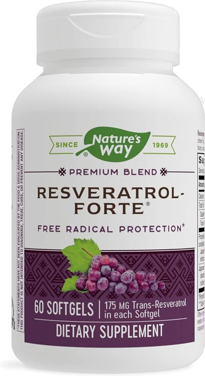 Nature's Way Resveratrol-Forte, Protects from Free Radicals*, 60 Softgels