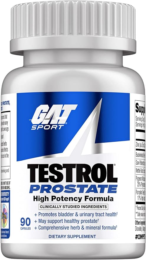 GAT SPORT Testrol Prostate, Supports Normal Bladder, Urinary Tract Function, Zinc, Buckwheat Bee Bollen, Nettle, Saw Palmetto, 90 Capsules