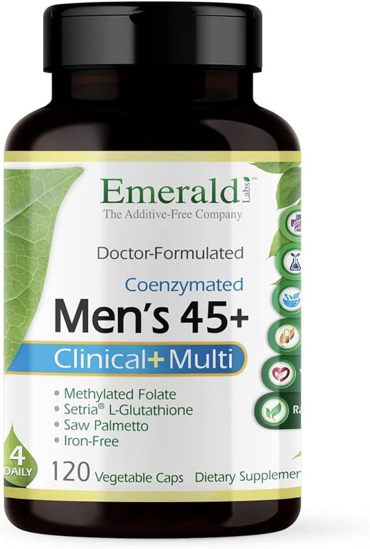 EMERALD LABS Men's 45+ Clinical Multi - Multivitamin for Comprehensive Support, Bone & Heart Health* - Designed for Men 45+ - Gluten-Free & Vegetarian - 120 Vegetable Capsules (30-Day Supply)